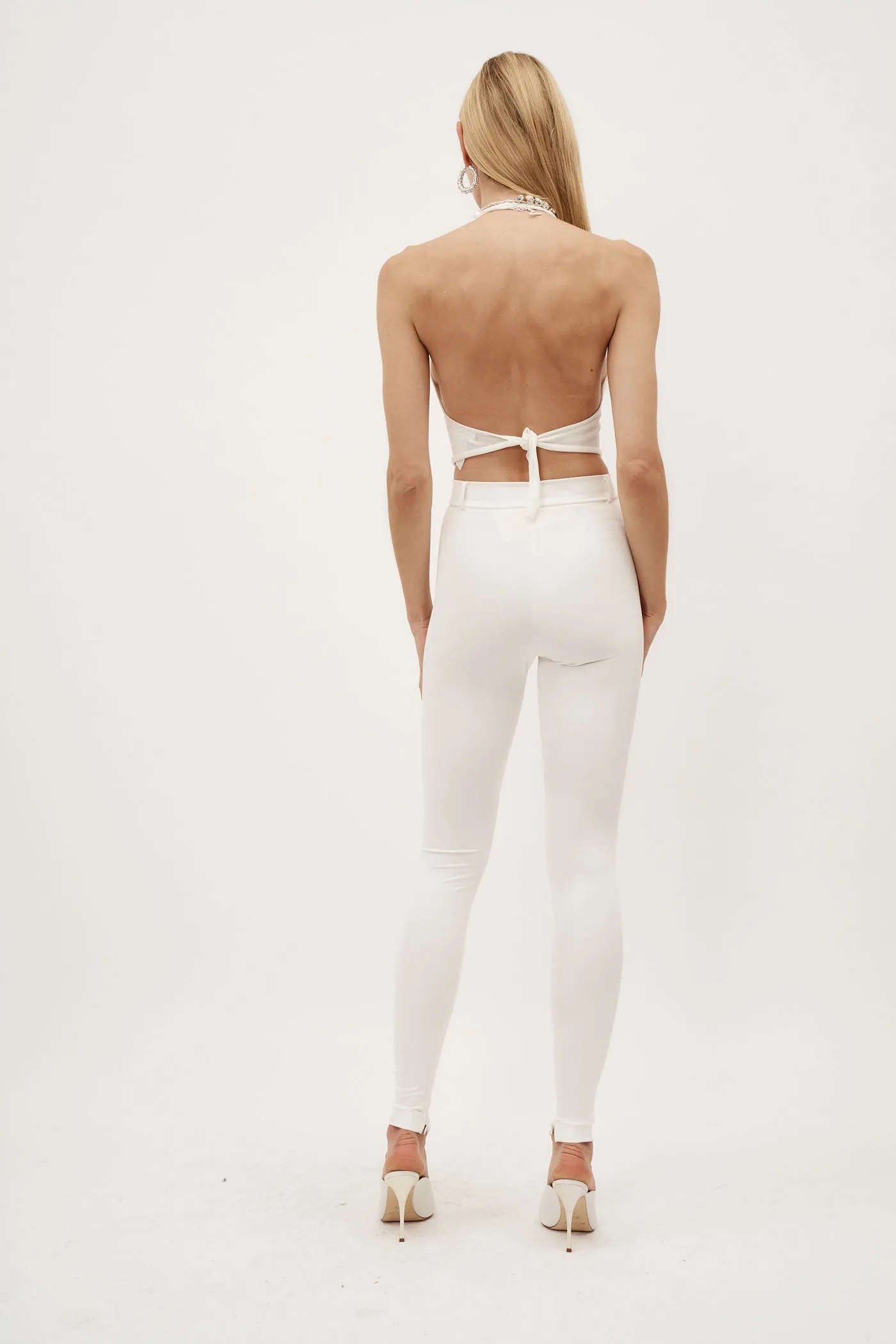 Skinny Tailored Cream Trousers