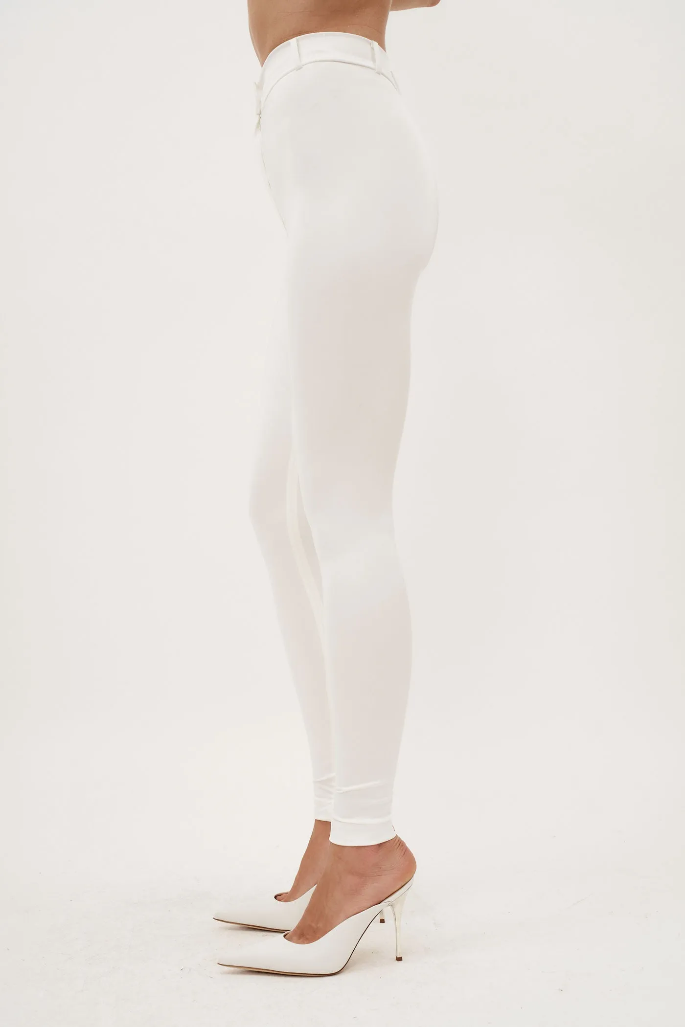 Skinny Tailored Cream Trousers
