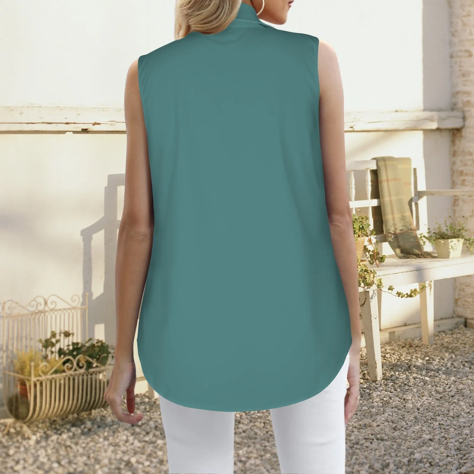 Sleeveless Button Tank Tops Shirts