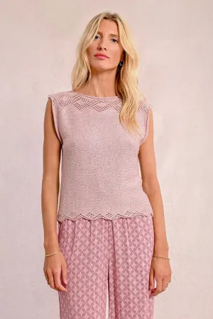 Sleeveless Knit Sweater - Light Pink