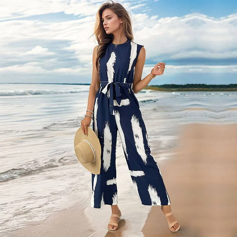 Sleeveless printed jumpsuit