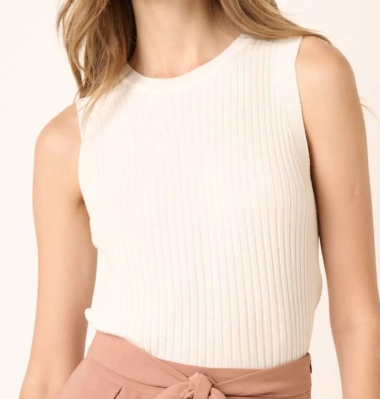 Sleeveless Rib Detail Sweater