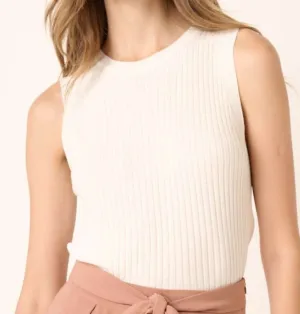 Sleeveless Rib Detail Sweater