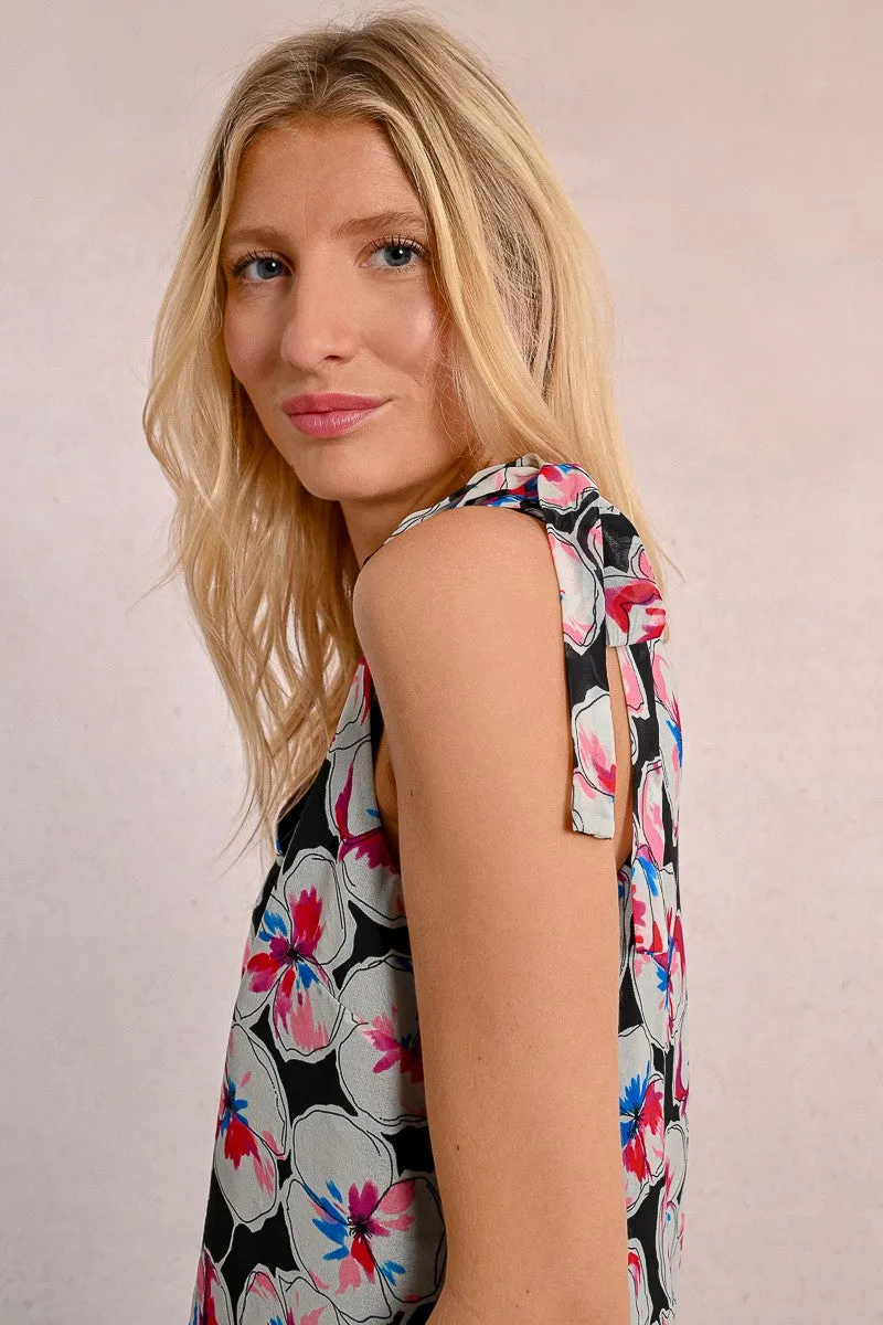 SLEEVELESS, SEMI-TRANSPARENT, PRINTED TOP