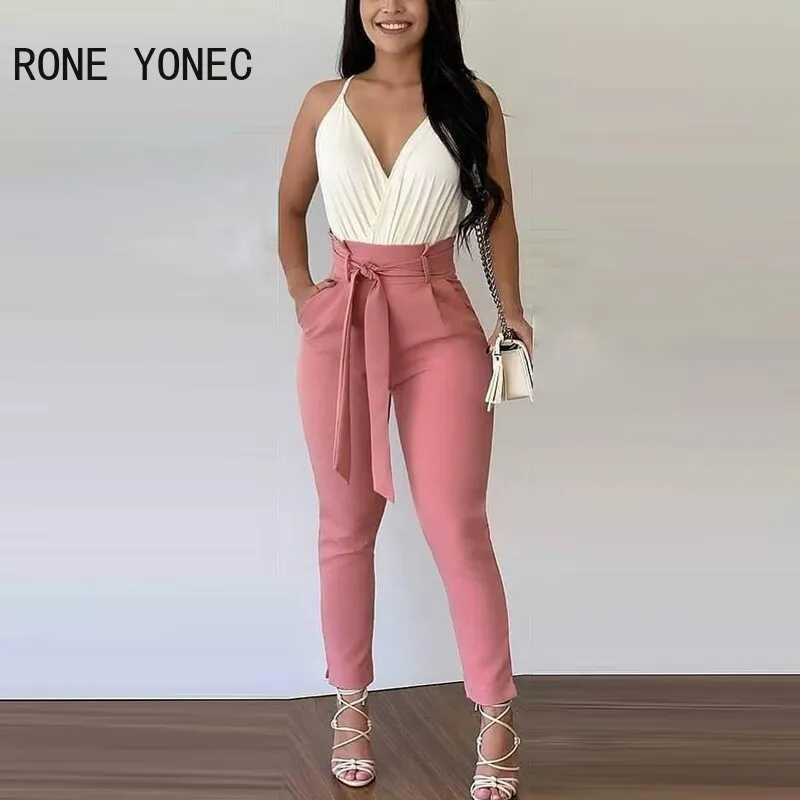 Sleeveless Tank Top With Lace-up Pants