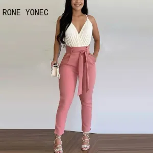 Sleeveless Tank Top With Lace-up Pants