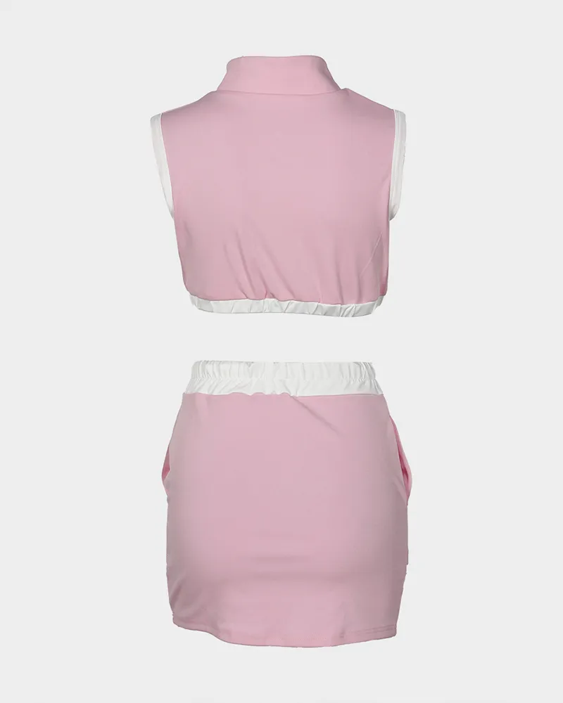 Sleeveless Vest Hip Skirt Set