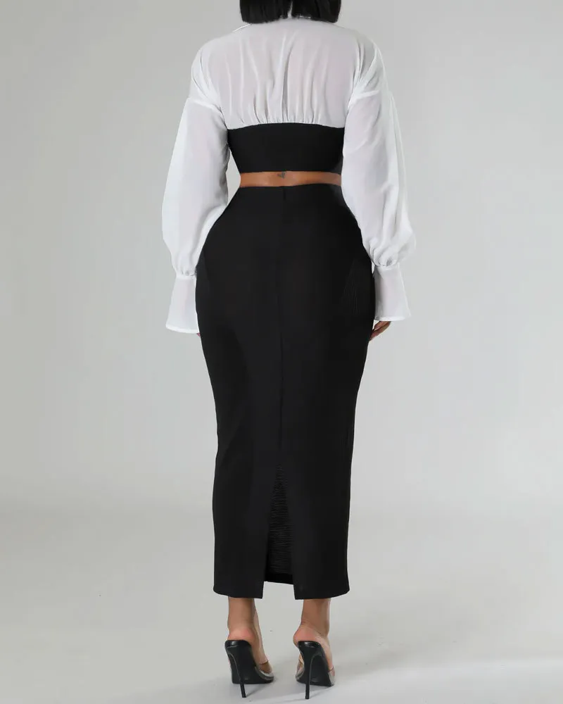 Slim High Waist Skirt Suit
