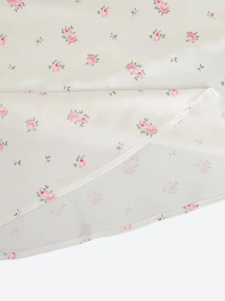 Soft Girl Floral Satin Midi Skirt