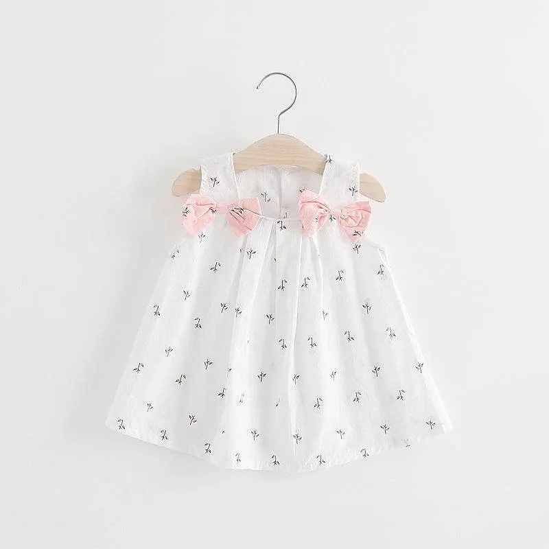Solid color bow bow floral print halter skirt