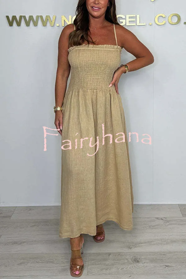 Solid Color Casual Short Jacket and Suspender Pleated Maxi Dress Set