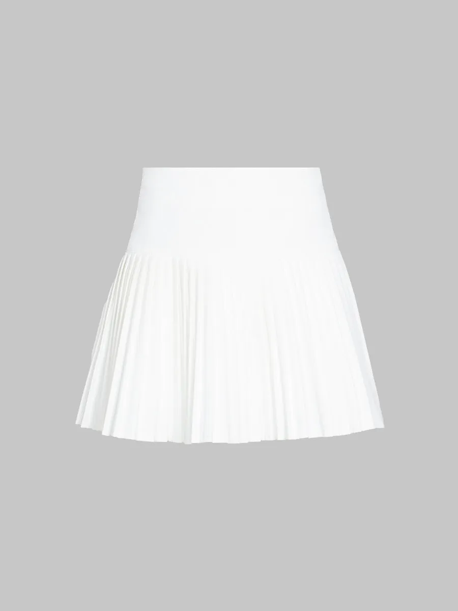 Solid Color Pleated Skirt with Bowknot Waist Chain