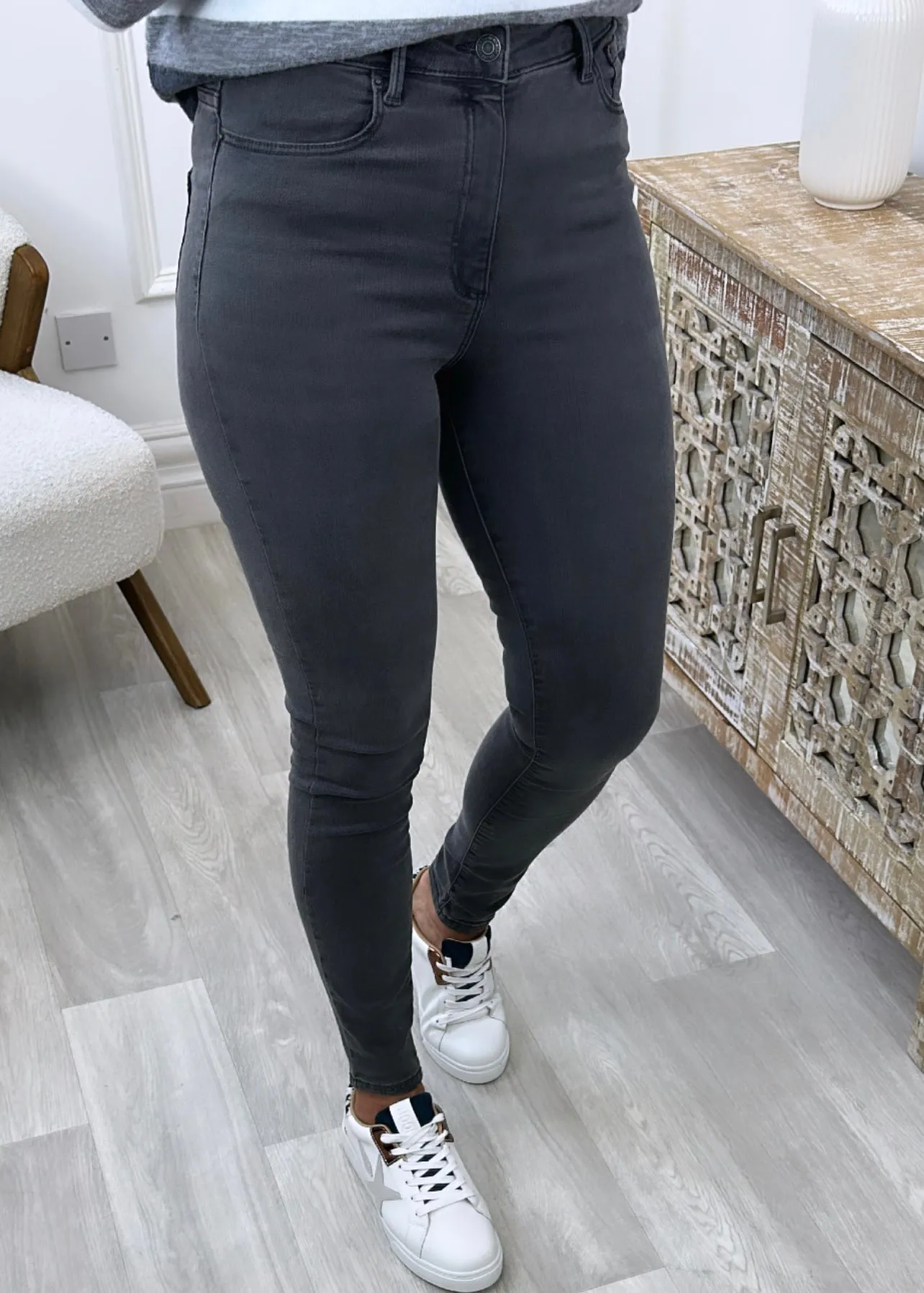 Sophia Grey High Waist Skinny Jeans