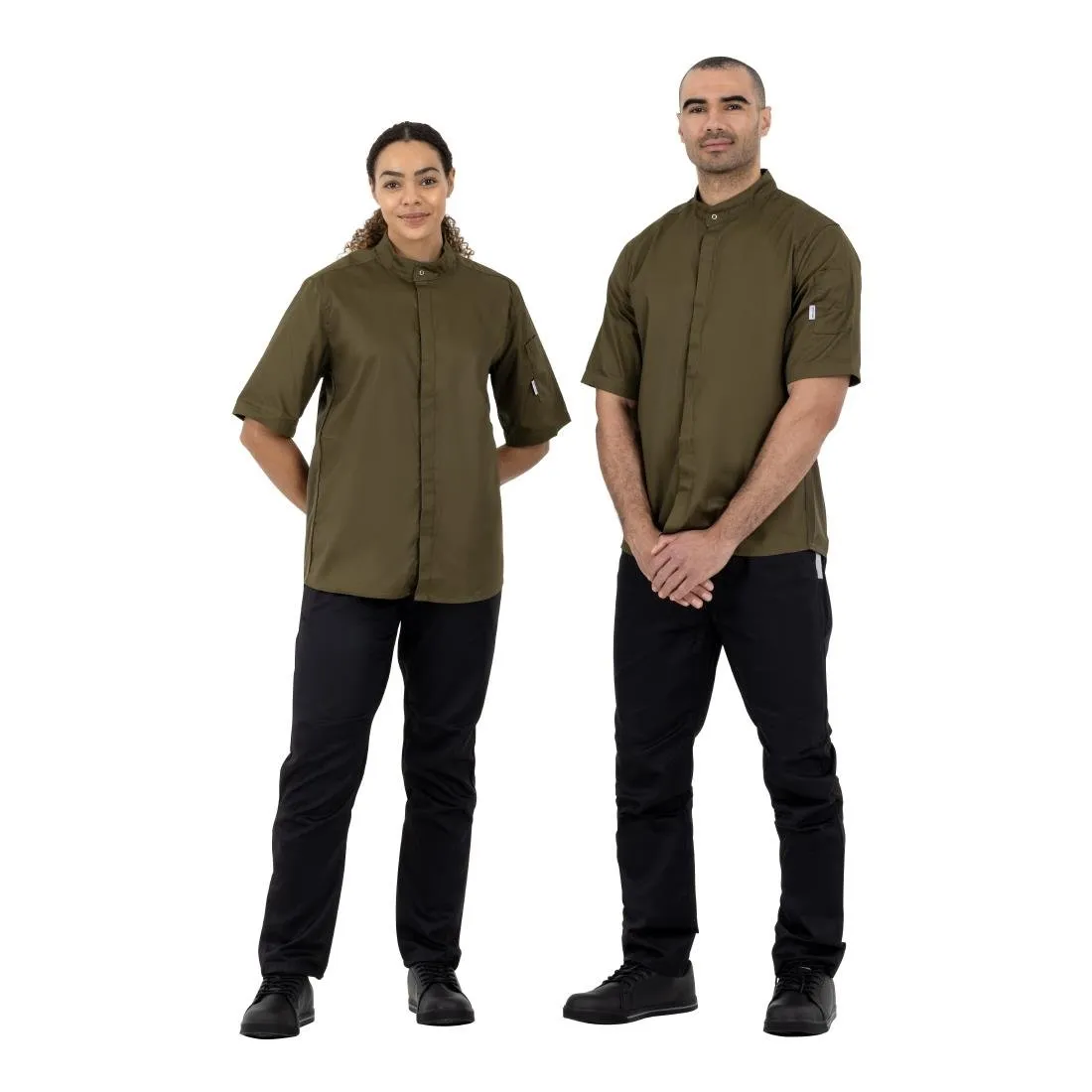 Southside Band Collar Chef Jacket Khaki M