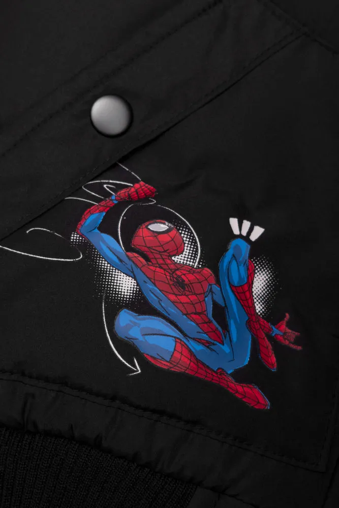 Spider-Man Hooded Puffer Jacket Black