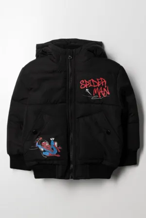 Spider-Man Hooded Puffer Jacket Black