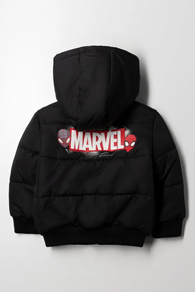 Spider-Man Hooded Puffer Jacket Black