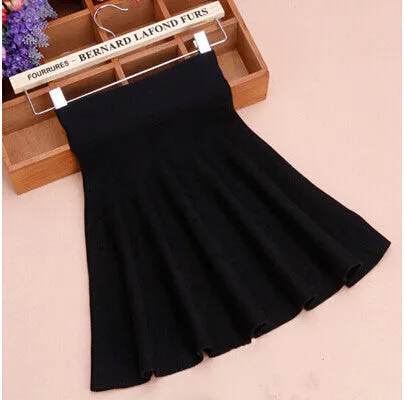 Spring Autumn High Waist Knitted Skirts Women Pleated mini Skirt Casual Elastic Flared Skirt Female midi Short Skirt Woman