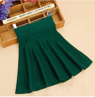 Spring Autumn High Waist Knitted Skirts Women Pleated mini Skirt Casual Elastic Flared Skirt Female midi Short Skirt Woman