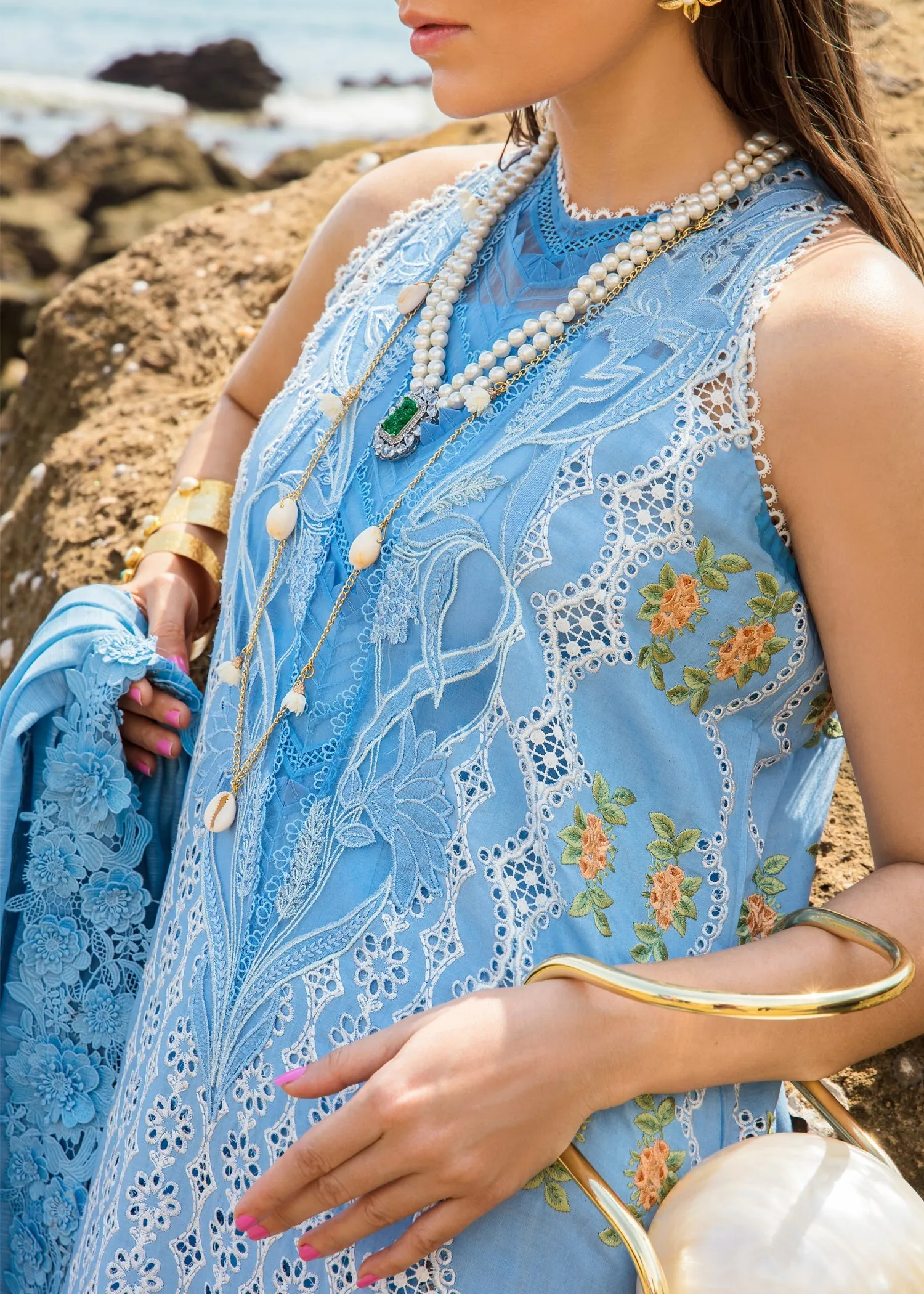 Spring Blooms Periwinkle | Crimson Luxury Lawn Collection 2023 | Unstitched Embroidered Lawn Suits