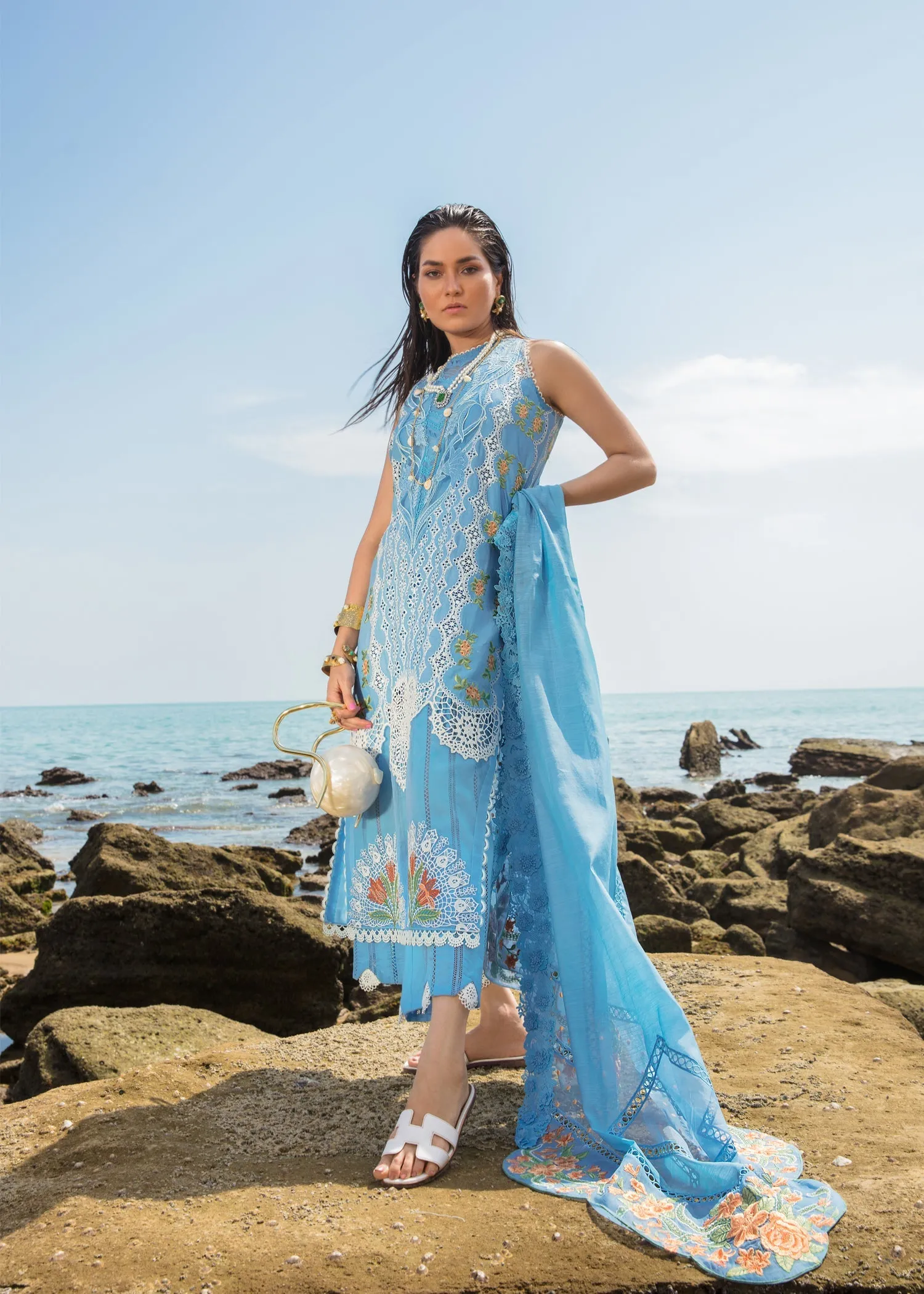 Spring Blooms Periwinkle | Crimson Luxury Lawn Collection 2023 | Unstitched Embroidered Lawn Suits