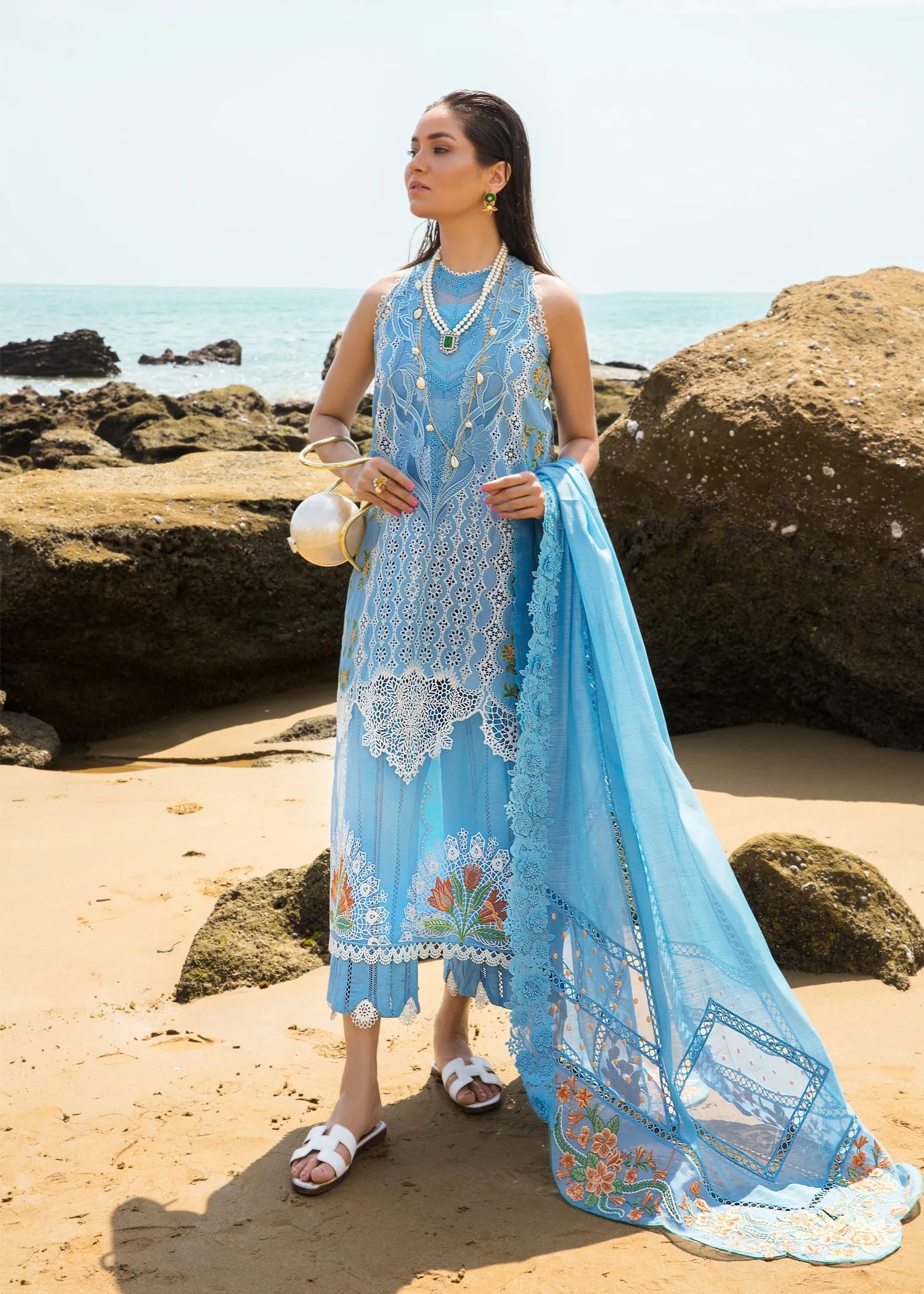 Spring Blooms Periwinkle | Crimson Luxury Lawn Collection 2023 | Unstitched Embroidered Lawn Suits