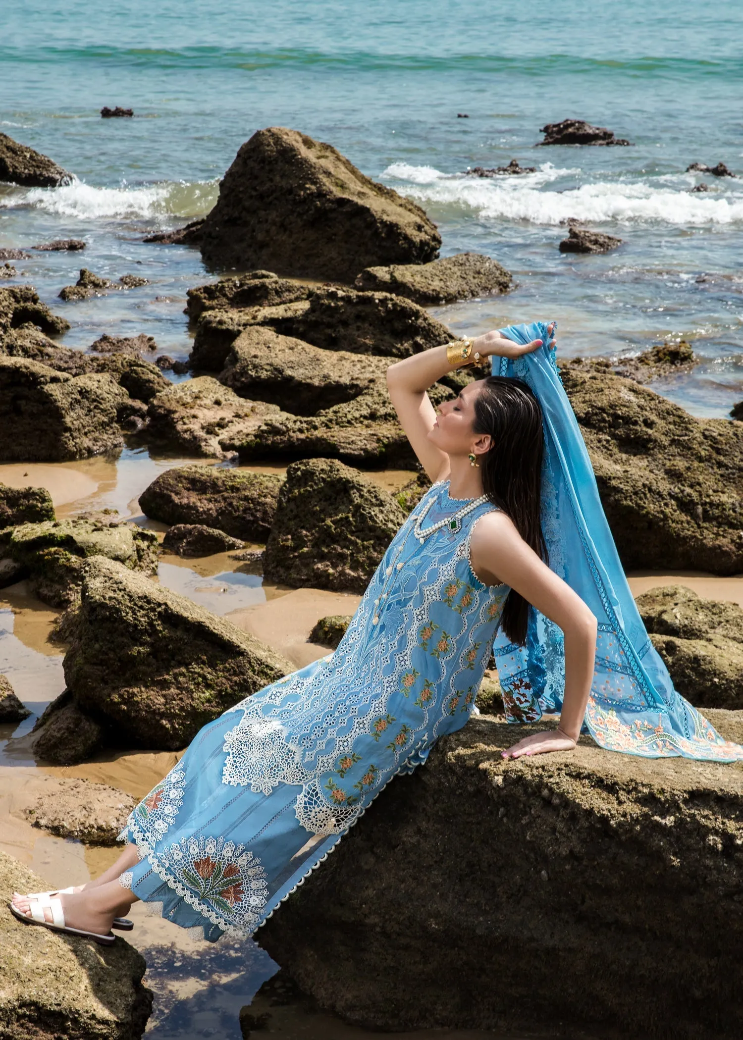Spring Blooms Periwinkle | Crimson Luxury Lawn Collection 2023 | Unstitched Embroidered Lawn Suits