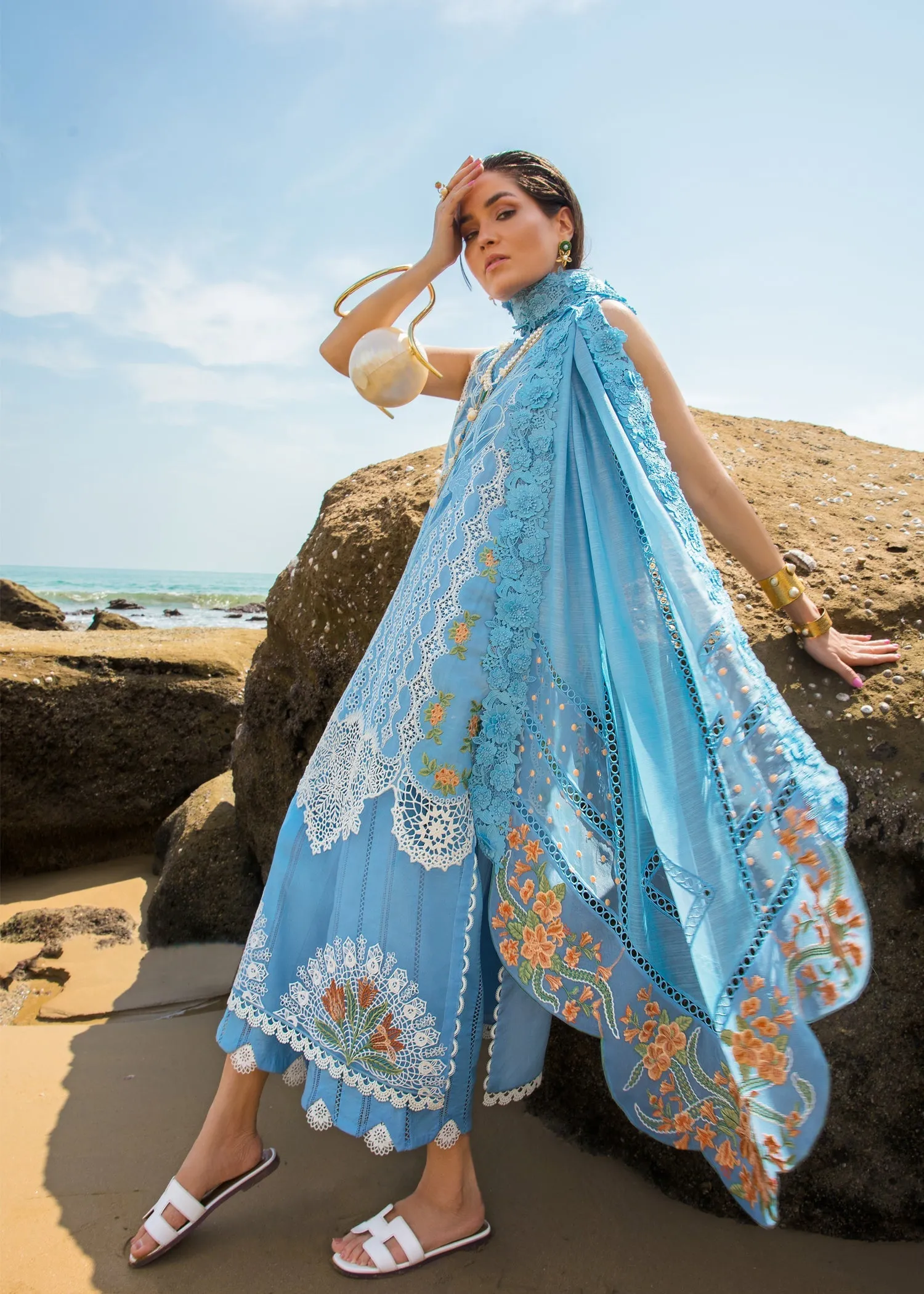 Spring Blooms Periwinkle | Crimson Luxury Lawn Collection 2023 | Unstitched Embroidered Lawn Suits