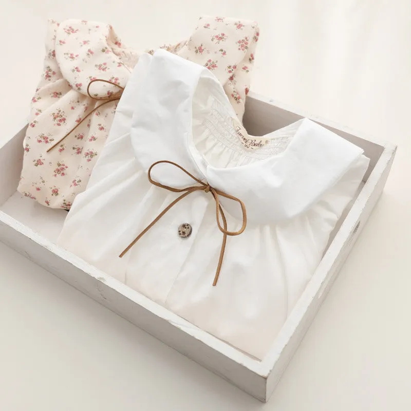 spring Girls long sleeve cotton White girl blouses child cute turn-down collar shirt tops School shirts Kids Girl Blouse