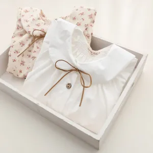 spring Girls long sleeve cotton White girl blouses child cute turn-down collar shirt tops School shirts Kids Girl Blouse