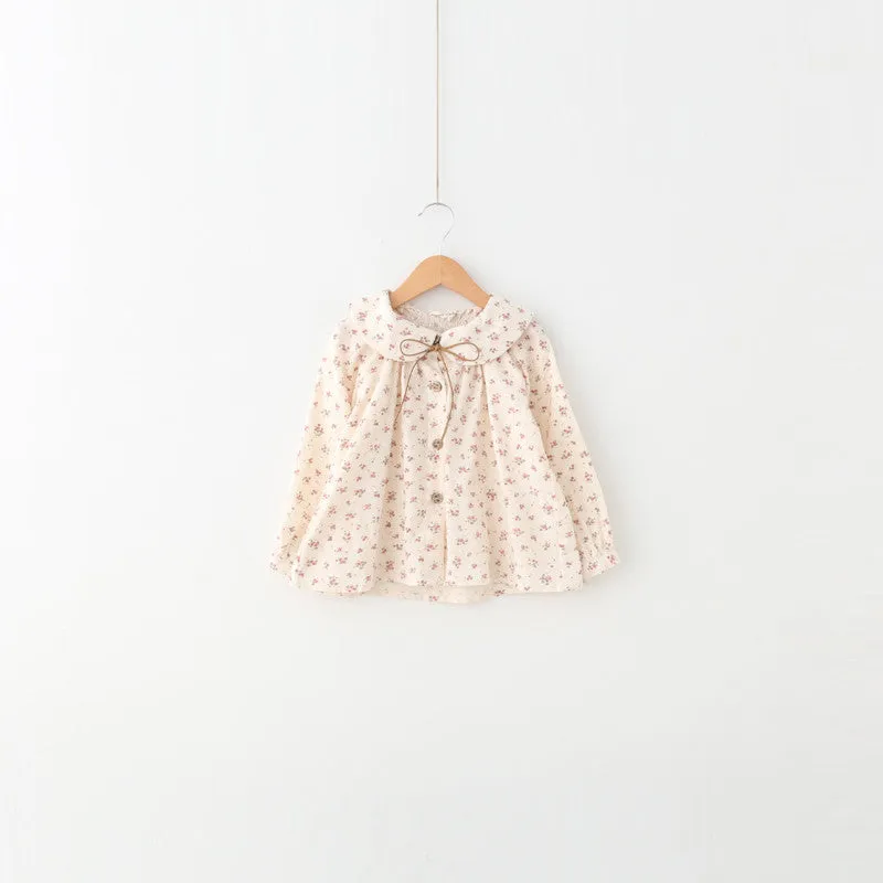 spring Girls long sleeve cotton White girl blouses child cute turn-down collar shirt tops School shirts Kids Girl Blouse