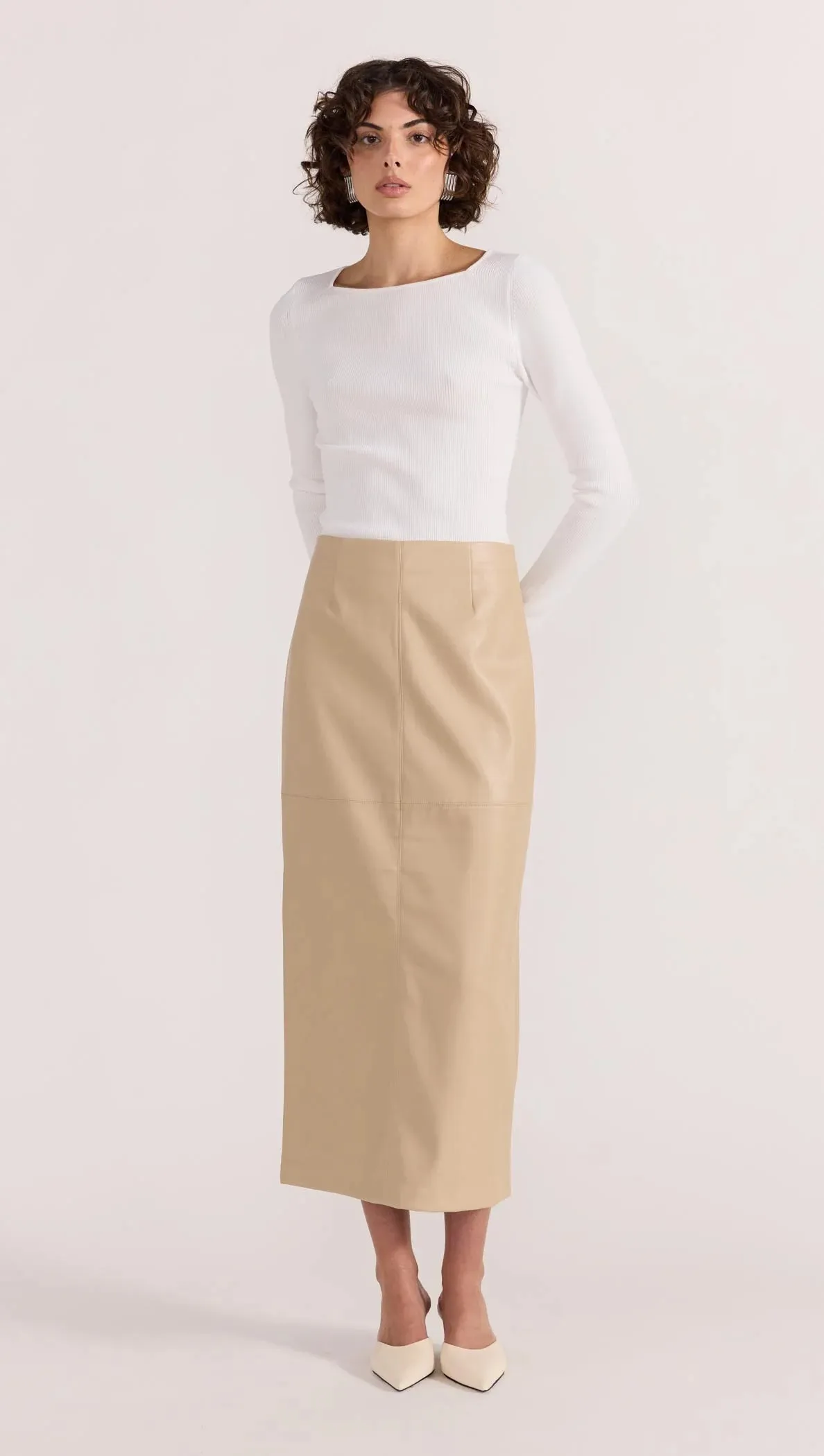 Staple the Label | Mira Faux Leather Midi Skirt