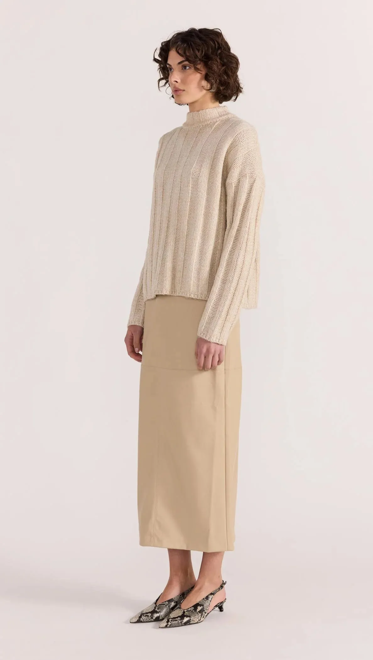 Staple the Label | Mira Faux Leather Midi Skirt