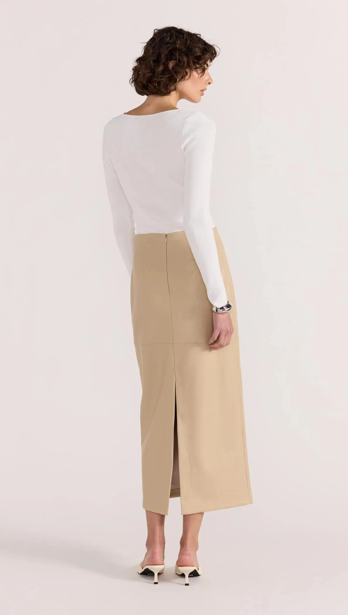 Staple the Label | Mira Faux Leather Midi Skirt