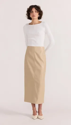 Staple the Label | Mira Faux Leather Midi Skirt