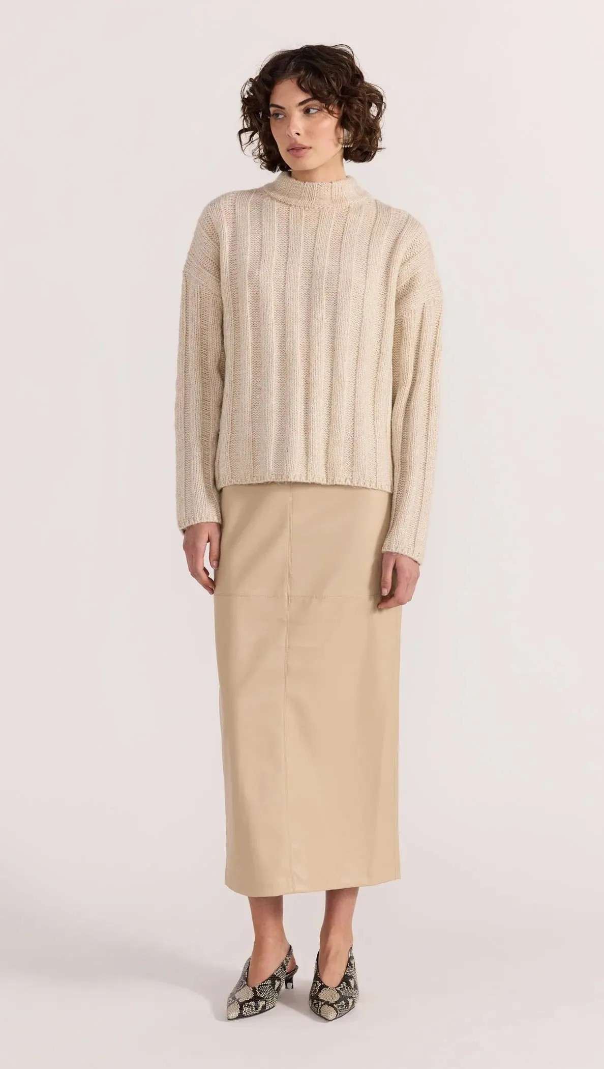 Staple the Label | Mira Faux Leather Midi Skirt