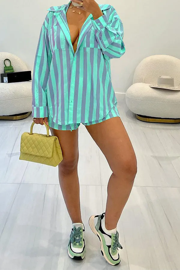 storexq Striped Classic Patch Pocket Pant Suit