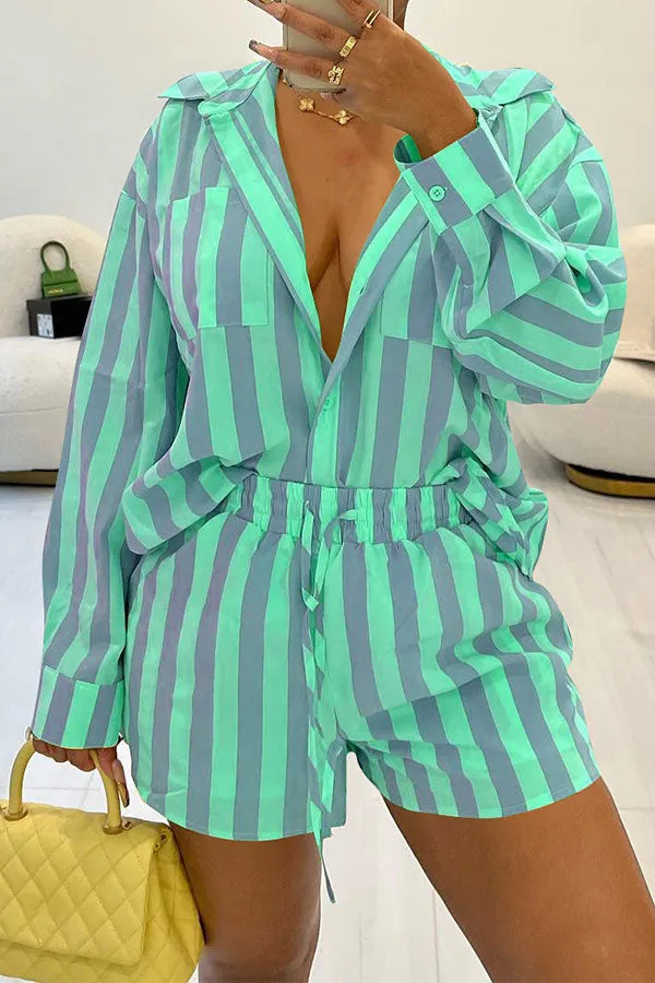 storexq Striped Classic Patch Pocket Pant Suit