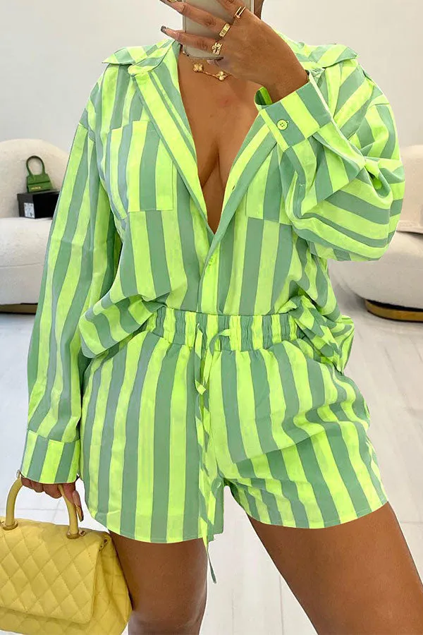 storexq Striped Classic Patch Pocket Pant Suit