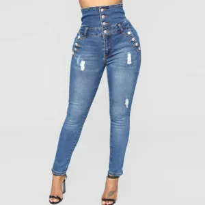 Stylish high-waisted skinny women's trousers - Nola