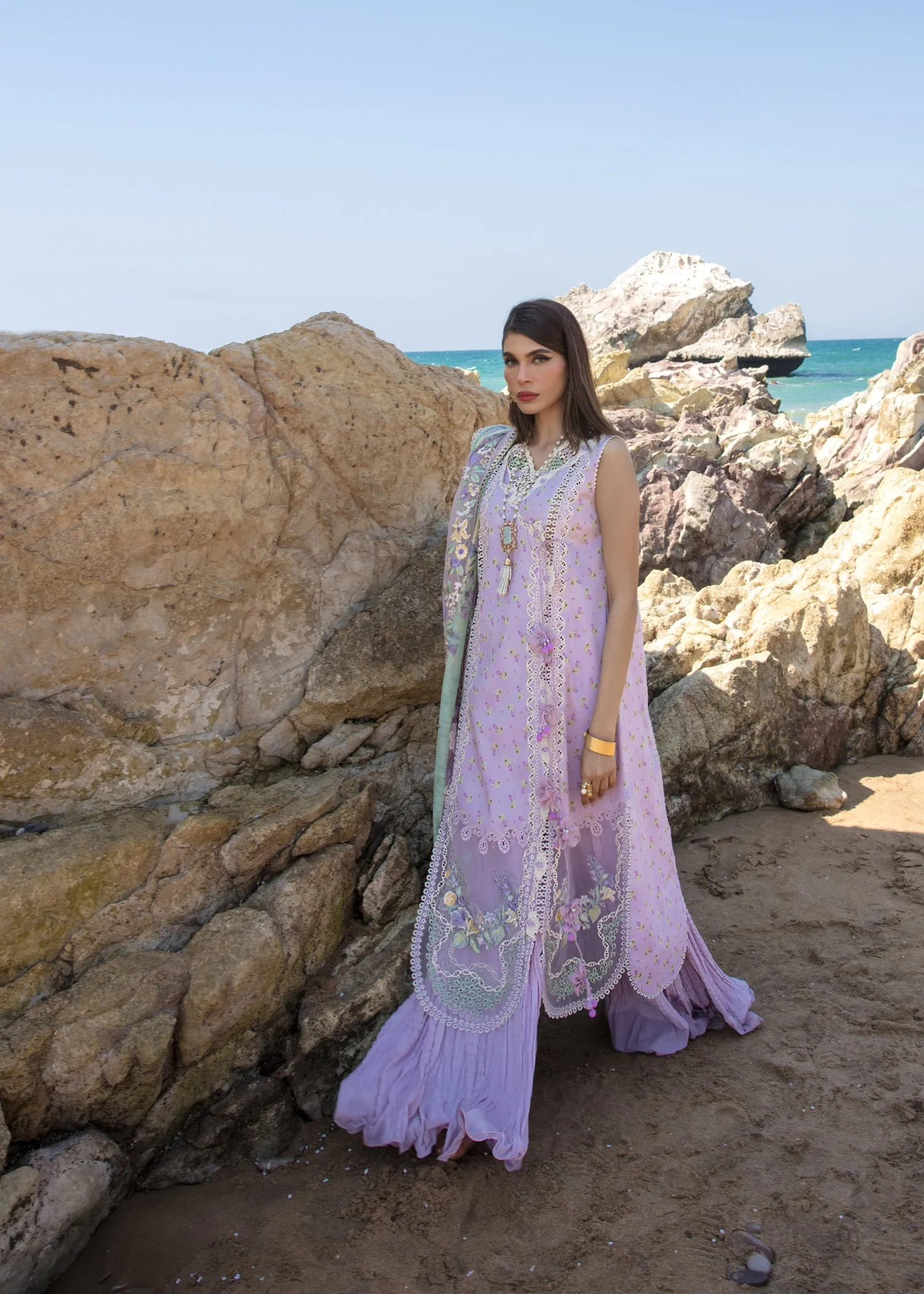 Summer Rosettes Lavender | Crimson Luxury Lawn Collection 2023 | Unstitched Embroidered Lawn Suits
