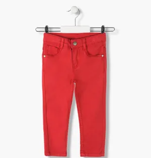 SUMMER SALE Losan Boys Twill Skinny Trousers:Red AGE 12 & 14