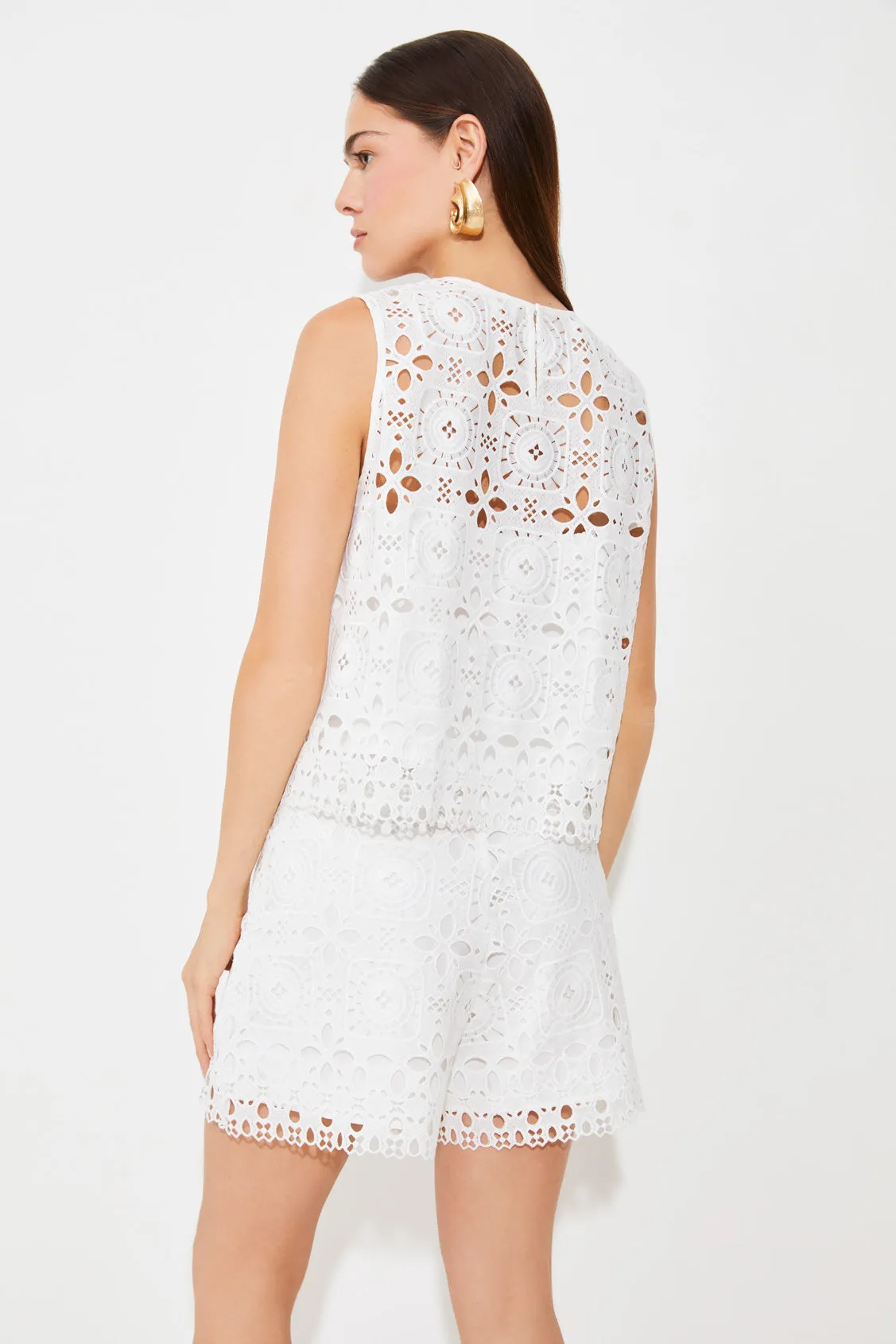Suncoo Lisa Sleeveless Broderie Lace Top