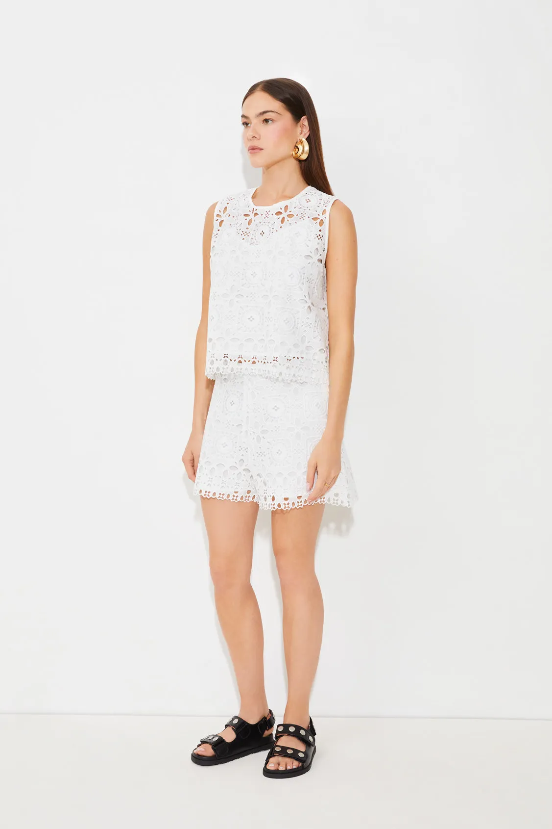 Suncoo Lisa Sleeveless Broderie Lace Top