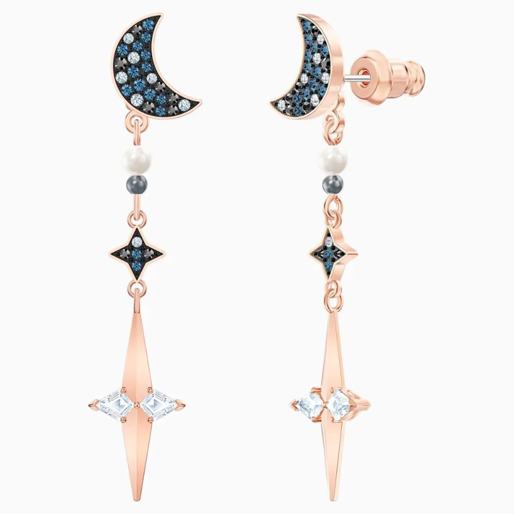 Swarovski Swan Symbol Earrings Dark Multi- Colour