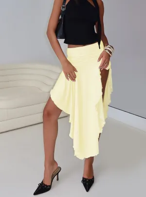 Symphonia Asymmetrical Midi Skirt Butter Yellow