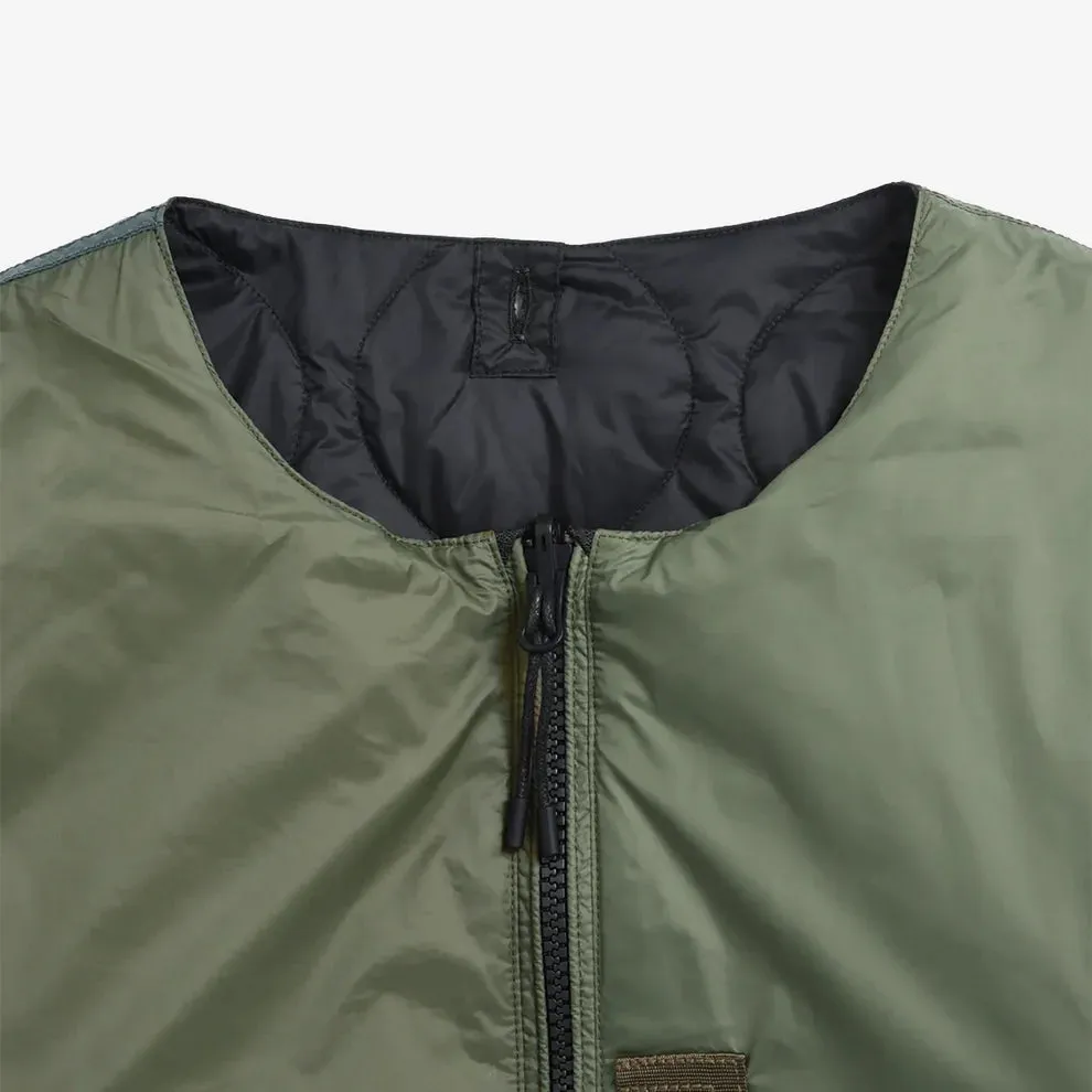 Taion - Reversible MA-1 Type Inner Down Jacket - Dark Olive/Black