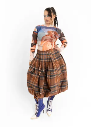 Tartan pleated bubble skirt