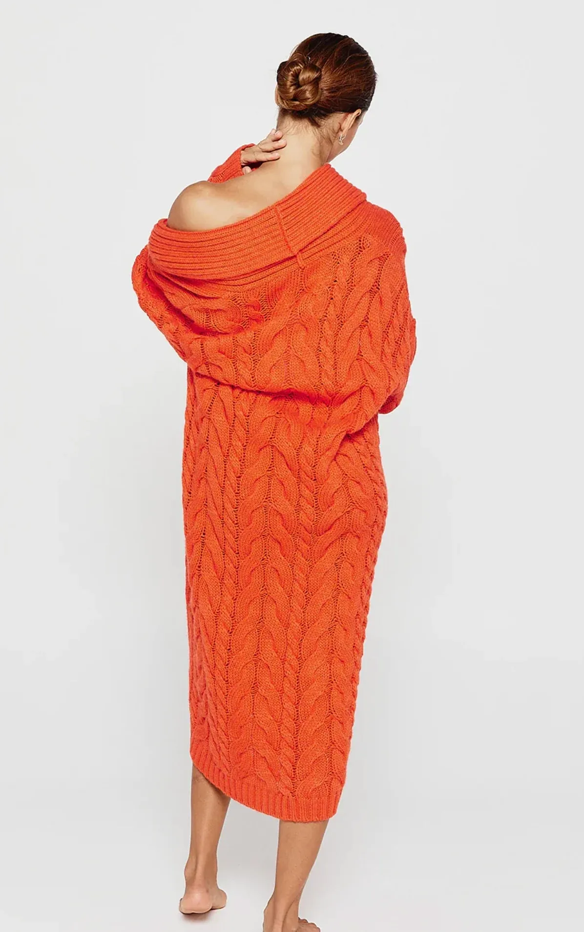 Tessa Cable Knit Cardigan in Flame