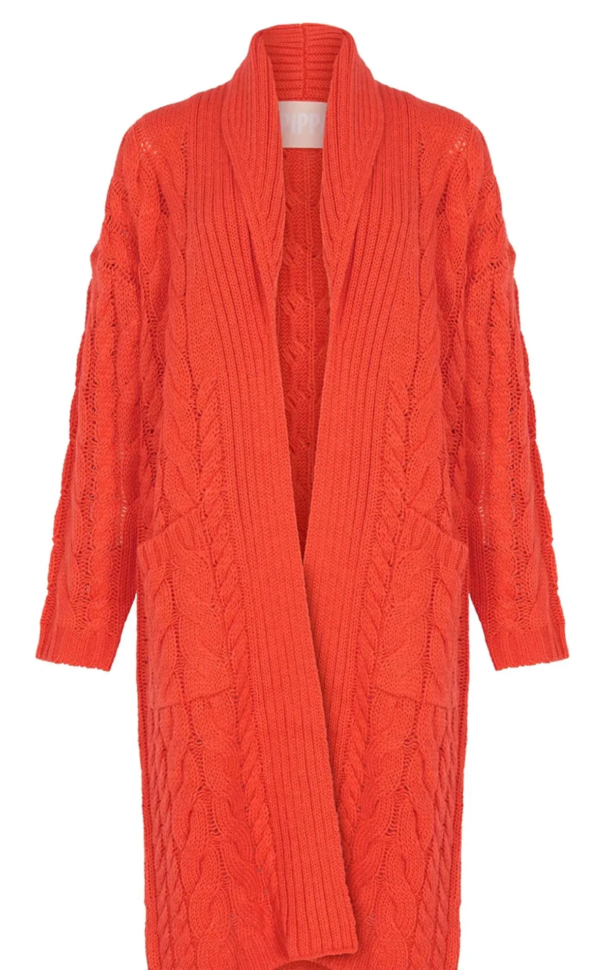 Tessa Cable Knit Cardigan in Flame